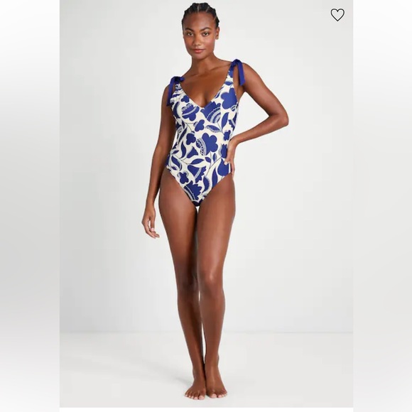 Kate Spade Zigzag Floral Bow-strap V-neck One-piece - Picture 3 of 13